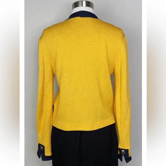 St. John Collection by Marie Gray Yellow Black Santana Knit Jacket / Blazer sz 6 - Picture 3 of 6